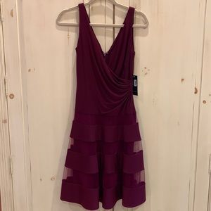 NWT Lauren Ralph Lauren evening dress. Sz 2. Burgundy. Mesh detail. Gorgeous!